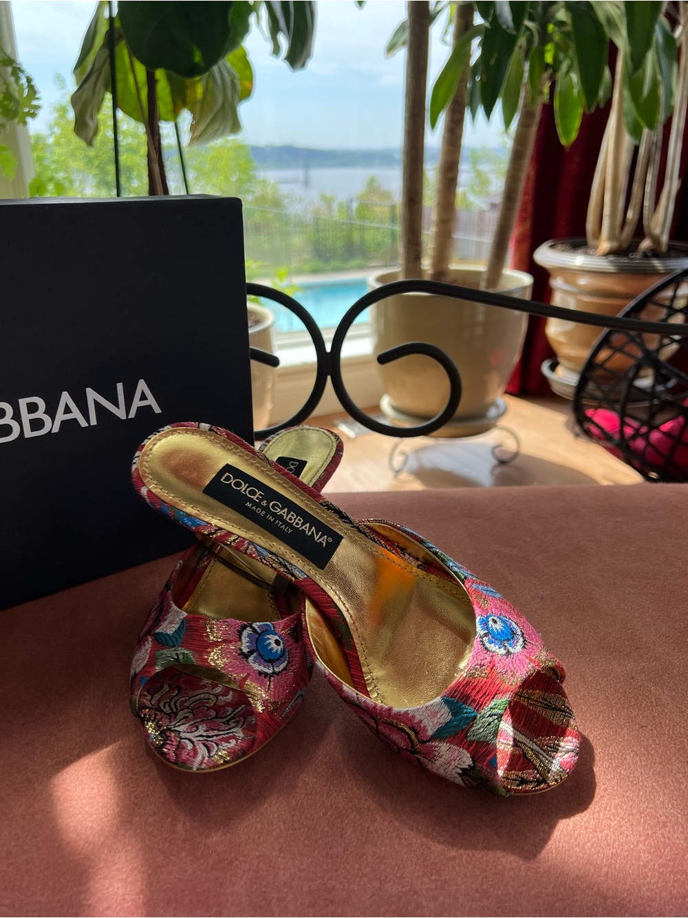 Dolce & Gabbana Multicolor Floral Embroidered Mules